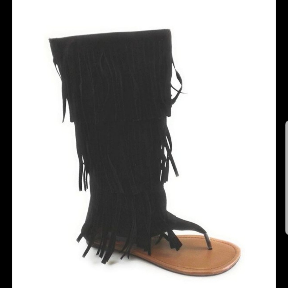 Brand new black fringe sandals